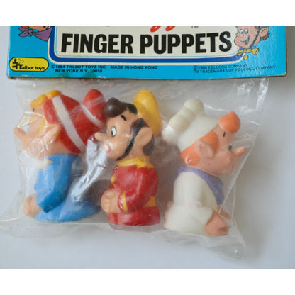 1984 Kellogg's Rice Krispies Snap Crackle Pop Finger Puppets NOS New Vintage