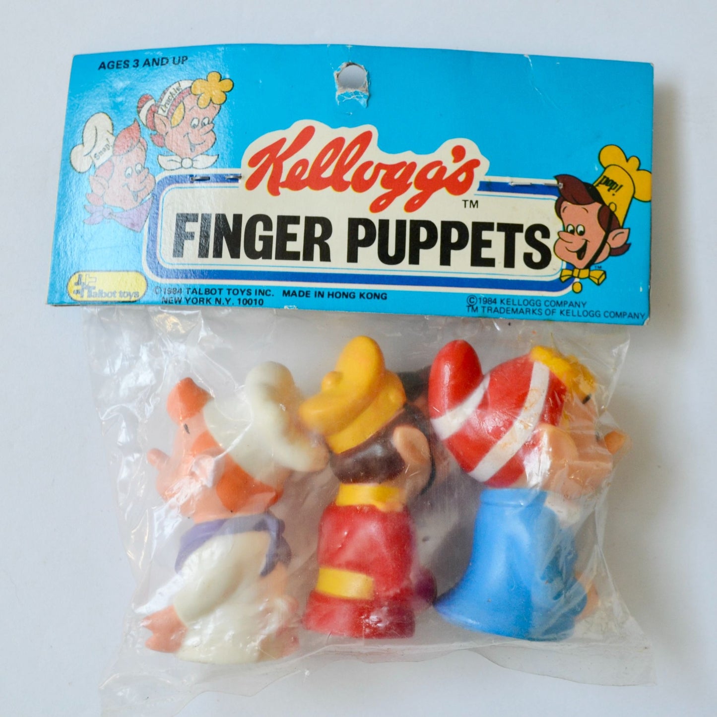 1984 Kellogg's Rice Krispies Snap Crackle Pop Finger Puppets NOS New Vintage