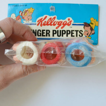 1984 Kellogg's Rice Krispies Snap Crackle Pop Finger Puppets NOS New Vintage