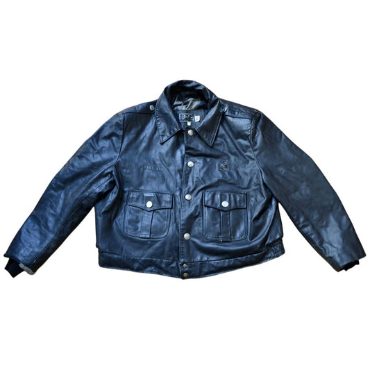 Vintage Nate's Leather Patrol Jacket Chicago Motorcycle Black