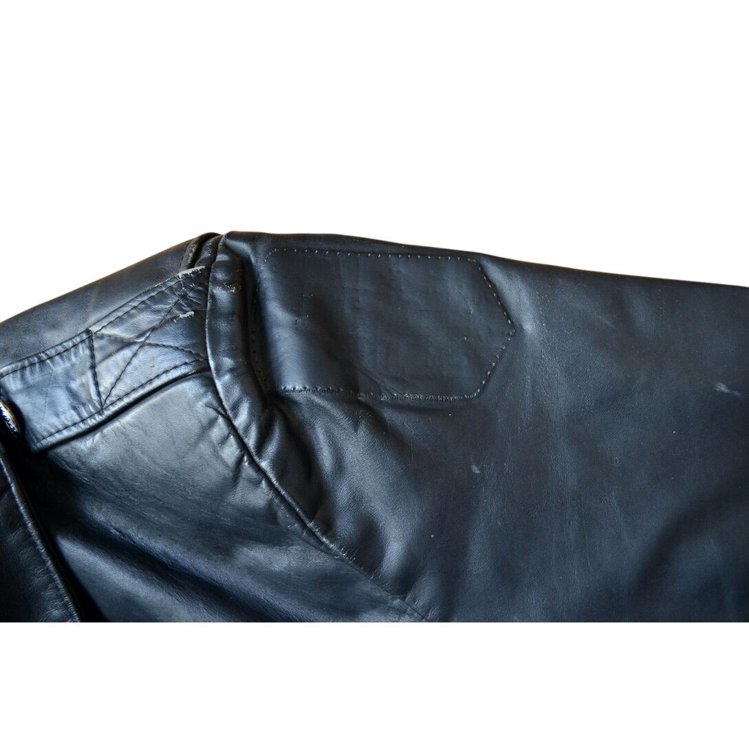 Vintage Nate's Leather Patrol Jacket Chicago Motorcycle Black