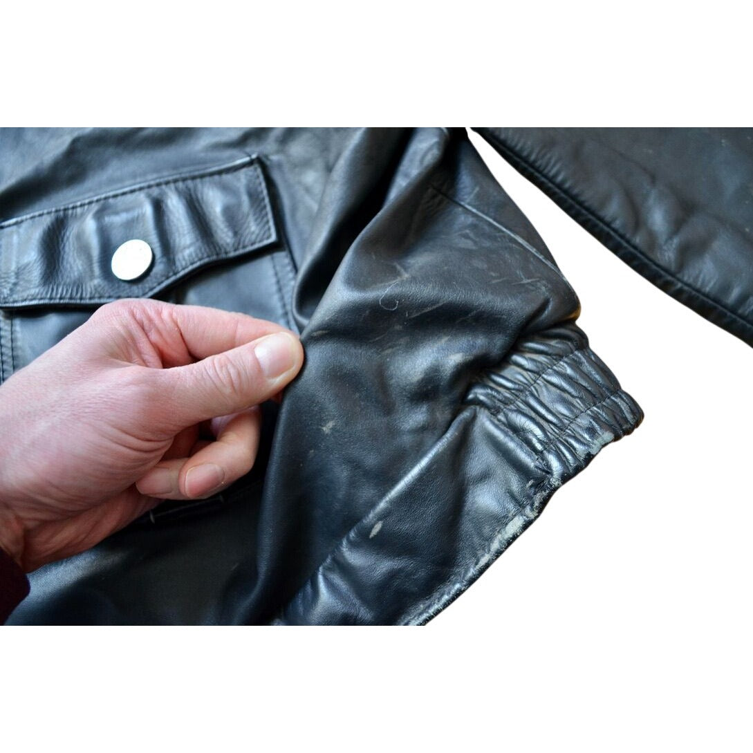 Vintage Nate's Leather Patrol Jacket Chicago Motorcycle Black