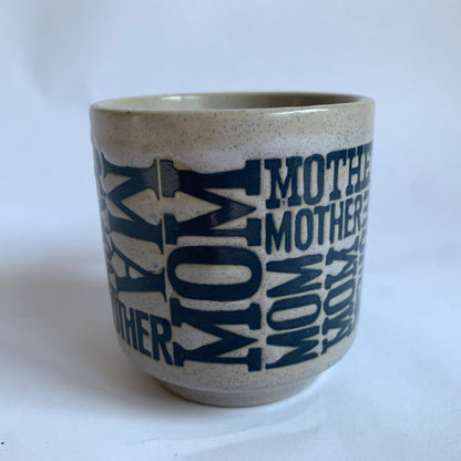 Vintage Mom Mother Ma Embossed Gray Speckled Blue Mug