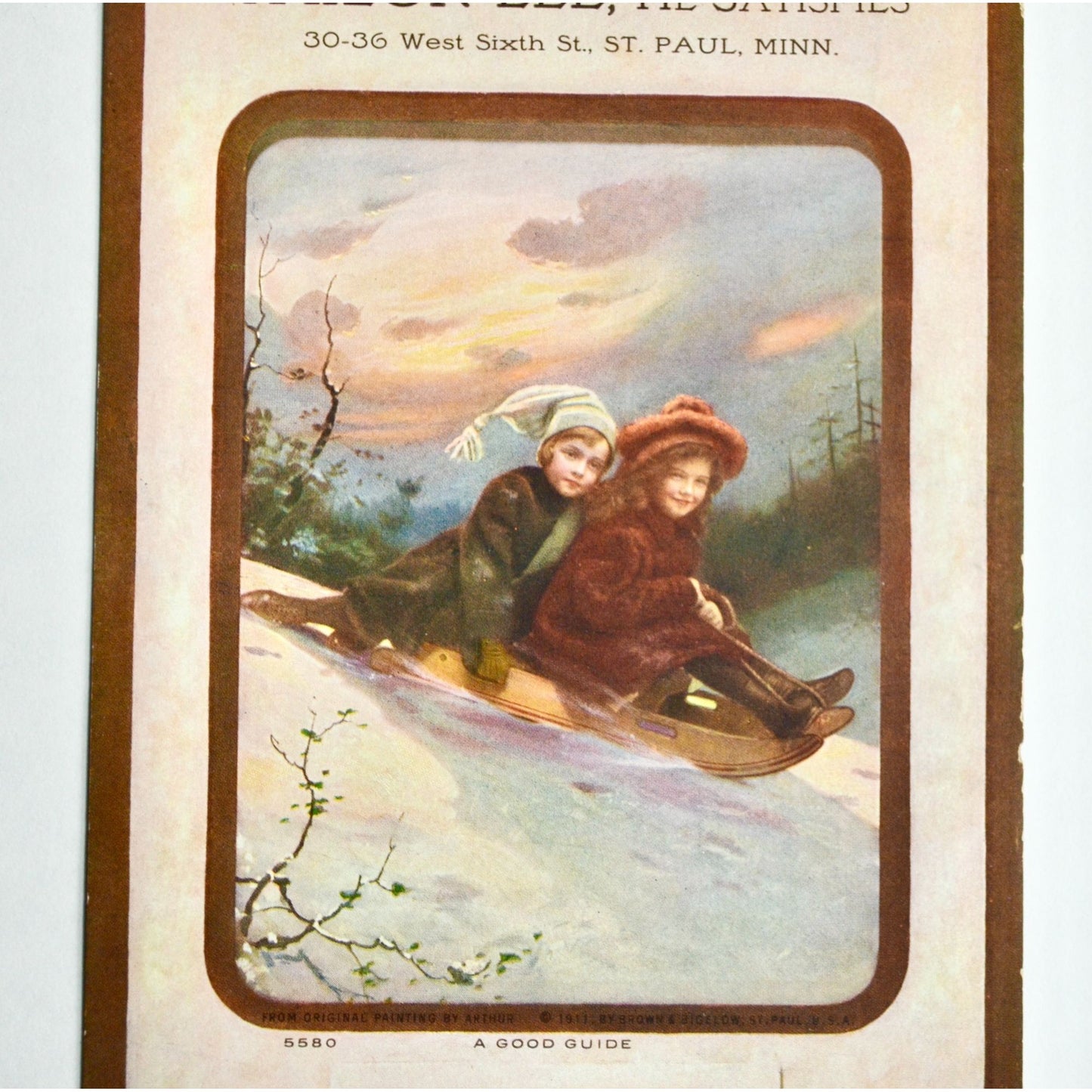 1912 Advertising Calendar January Tailor Lee St Paul Minnesota Winter Scene