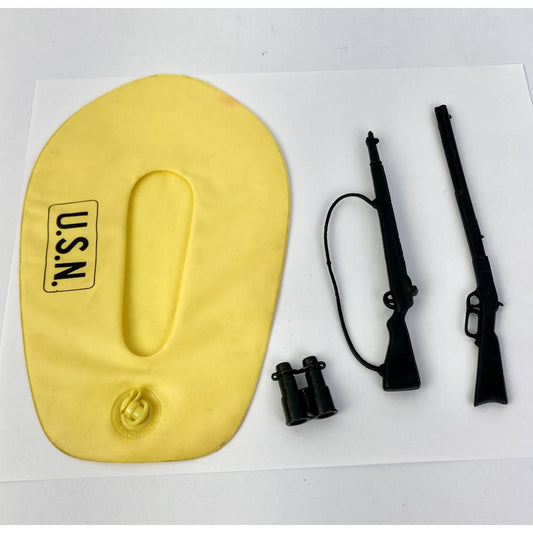 Vintage Toy Lot G.I. Joe USN Raft Binoculars Rifles