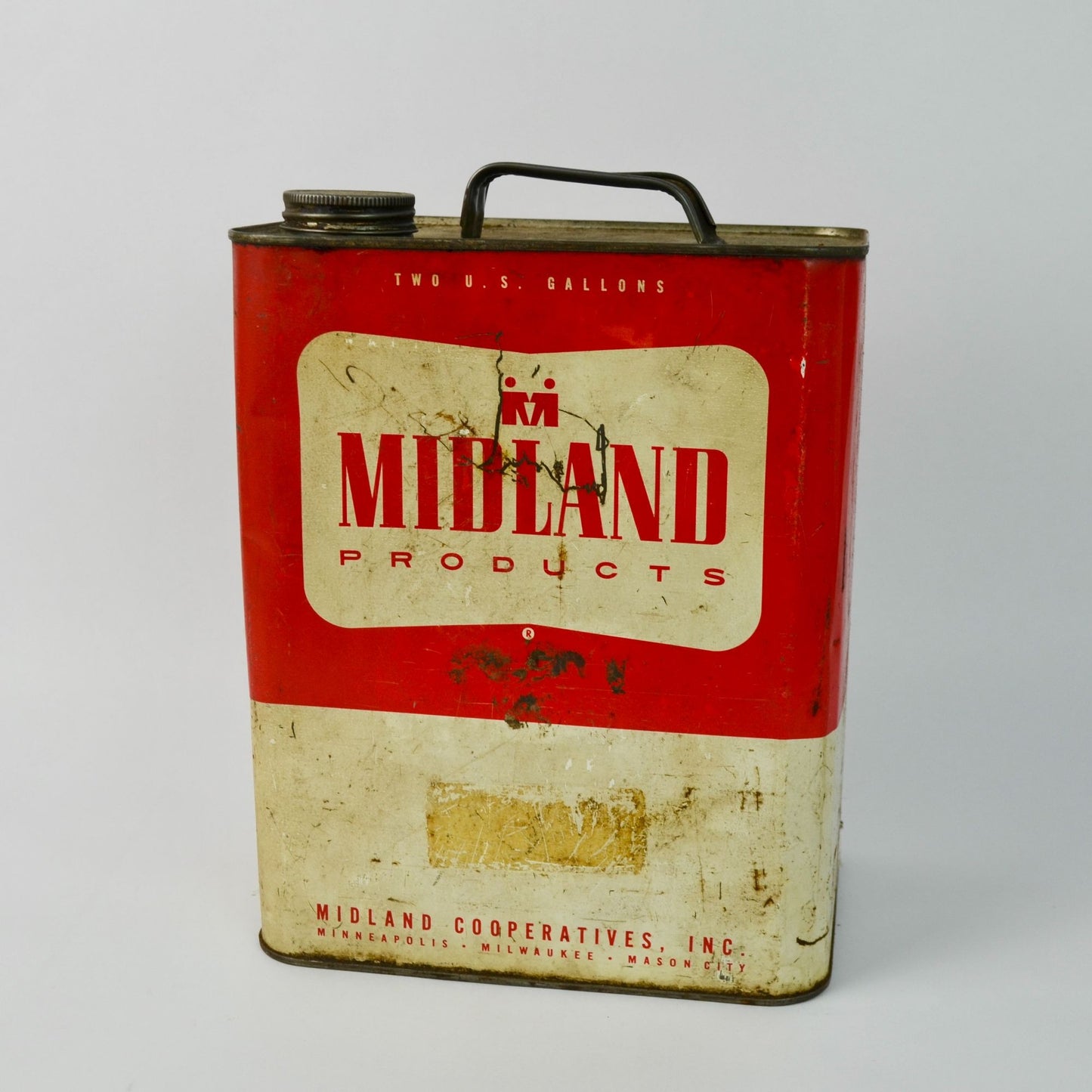 Vintage Midland Products 2-Gallon Oil Can Minneapolis MN Milwaukee WI Mason City