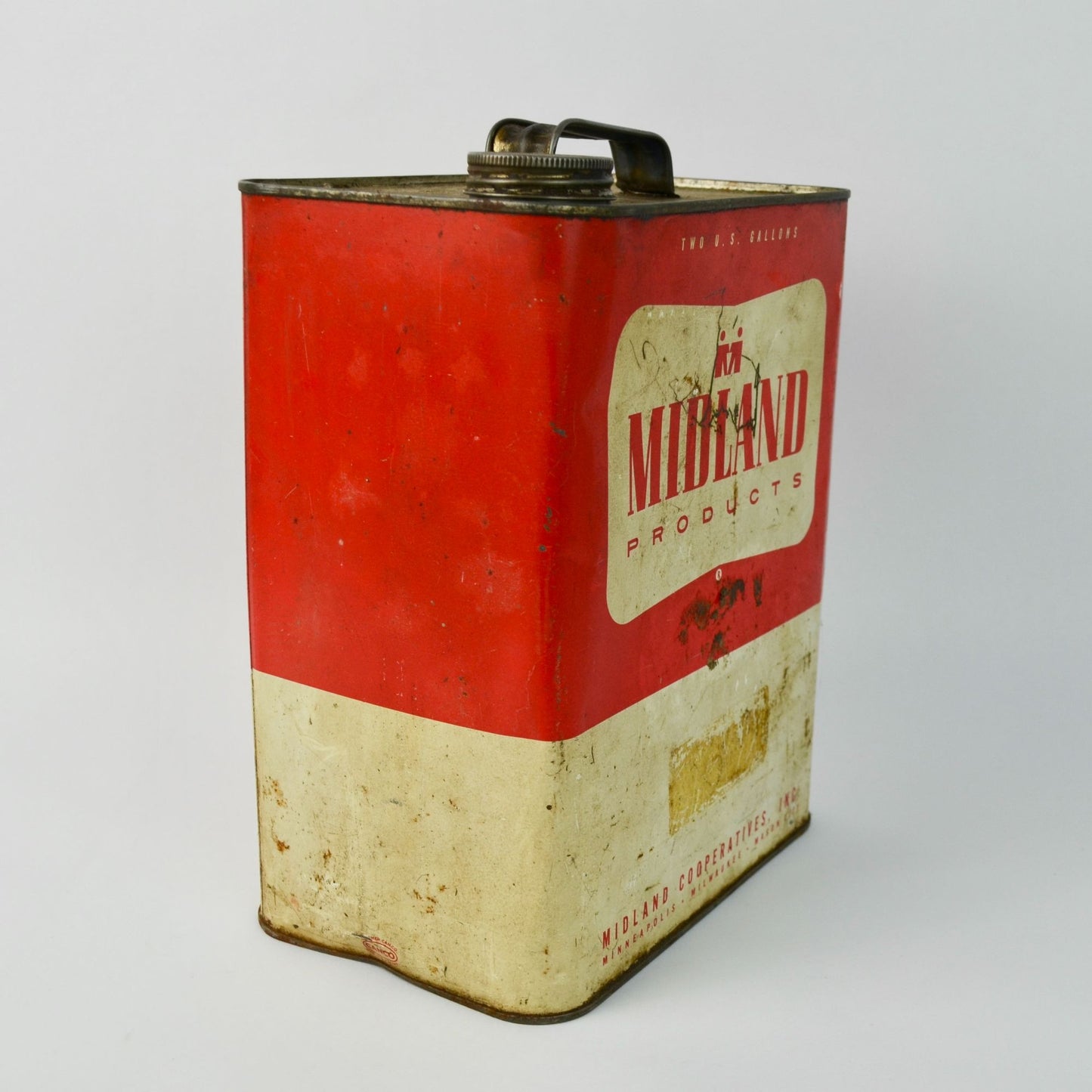 Vintage Midland Products 2-Gallon Oil Can Minneapolis MN Milwaukee WI Mason City
