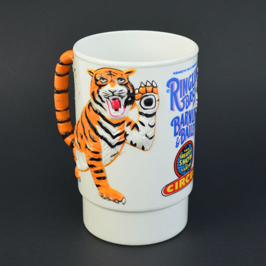 Vtg 1988 Ringling Bros Barnum And Bailey Circus 3D Tiger Plastic Mug Cups