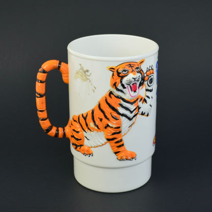 Vtg 1988 Ringling Bros Barnum And Bailey Circus 3D Tiger Plastic Mug Cups