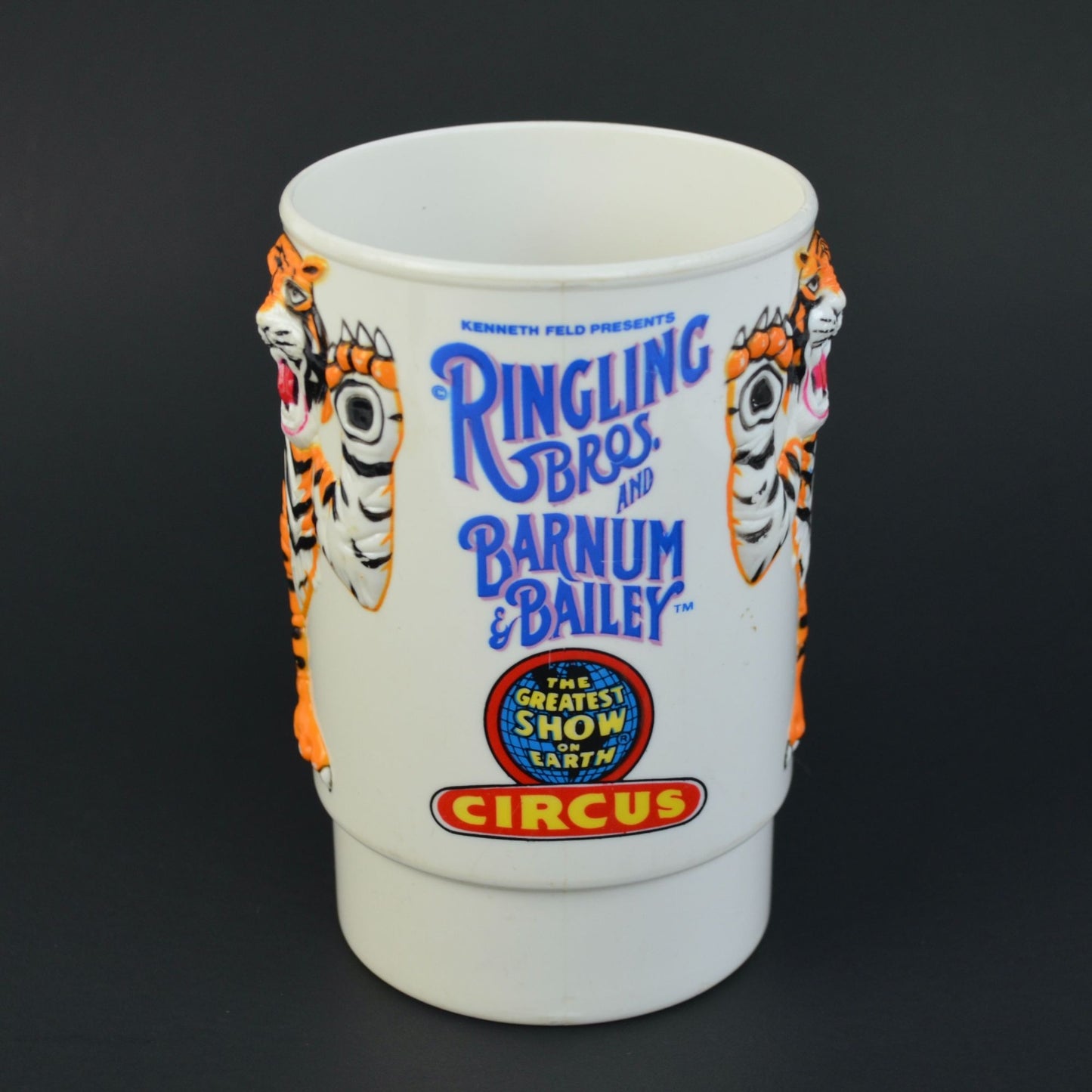 Vtg 1988 Ringling Bros Barnum And Bailey Circus 3D Tiger Plastic Mug Cups