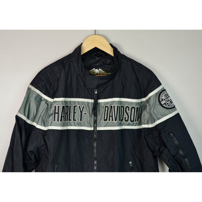 Harley Davidson Racing Vintage 90s Black Nylon Jacket Screaming Eagle