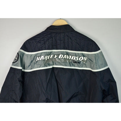 Harley Davidson Racing Vintage 90s Black Nylon Jacket Screaming Eagle