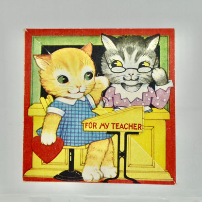 Vintage Valentine's Day Card For My Teacher Cat Kitten