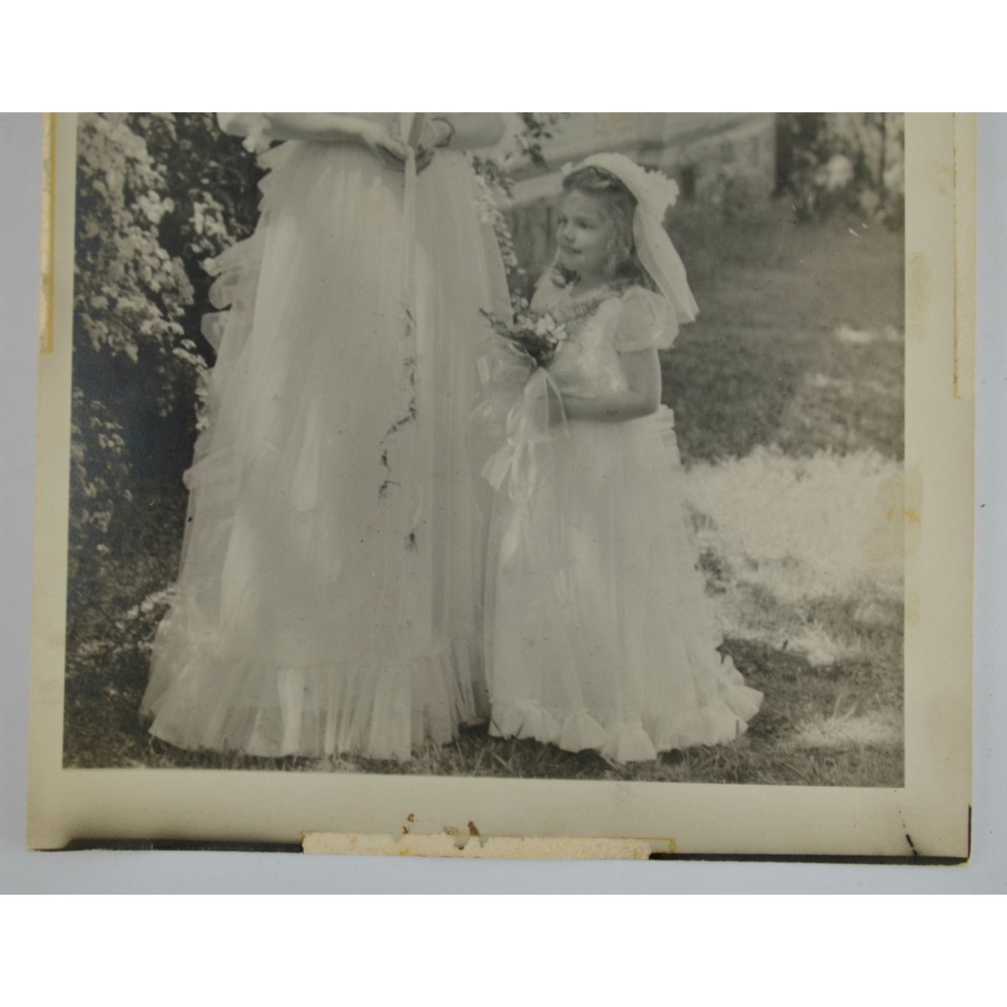 Vintage 8 x 10" Wedding Photo Bride and Flower Girl 1940s to early 1950s Era