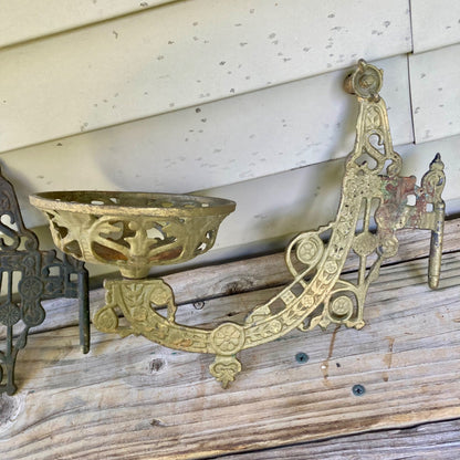 Lot 2 Vintage Ideal Cast Iron Oil Lamp Wall Sconces Antique Swing Arm Sconce