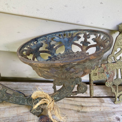 Lot 2 Vintage Ideal Cast Iron Oil Lamp Wall Sconces Antique Swing Arm Sconce