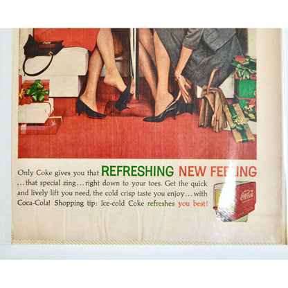 1962 Coca Cola Holiday Christmas Ad Refreshing New Feeling Women