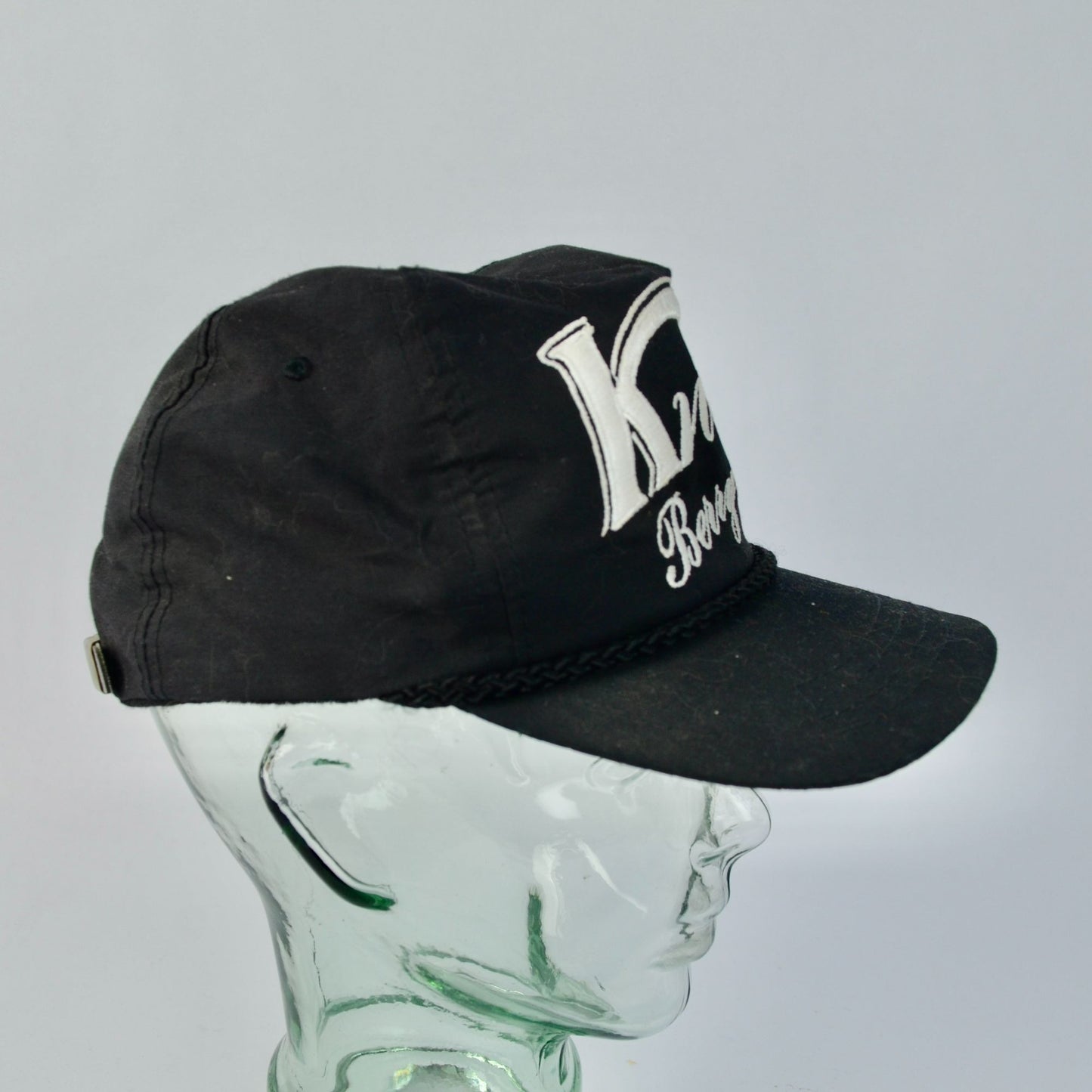 Vintage Knott's Berry Farm Adjustable Leather Strap Braided Trucker Hat Embroidered Black