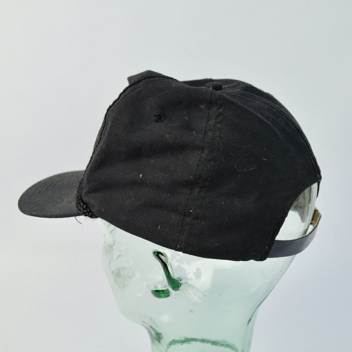 Vintage Knott's Berry Farm Adjustable Leather Strap Braided Trucker Hat Embroidered Black