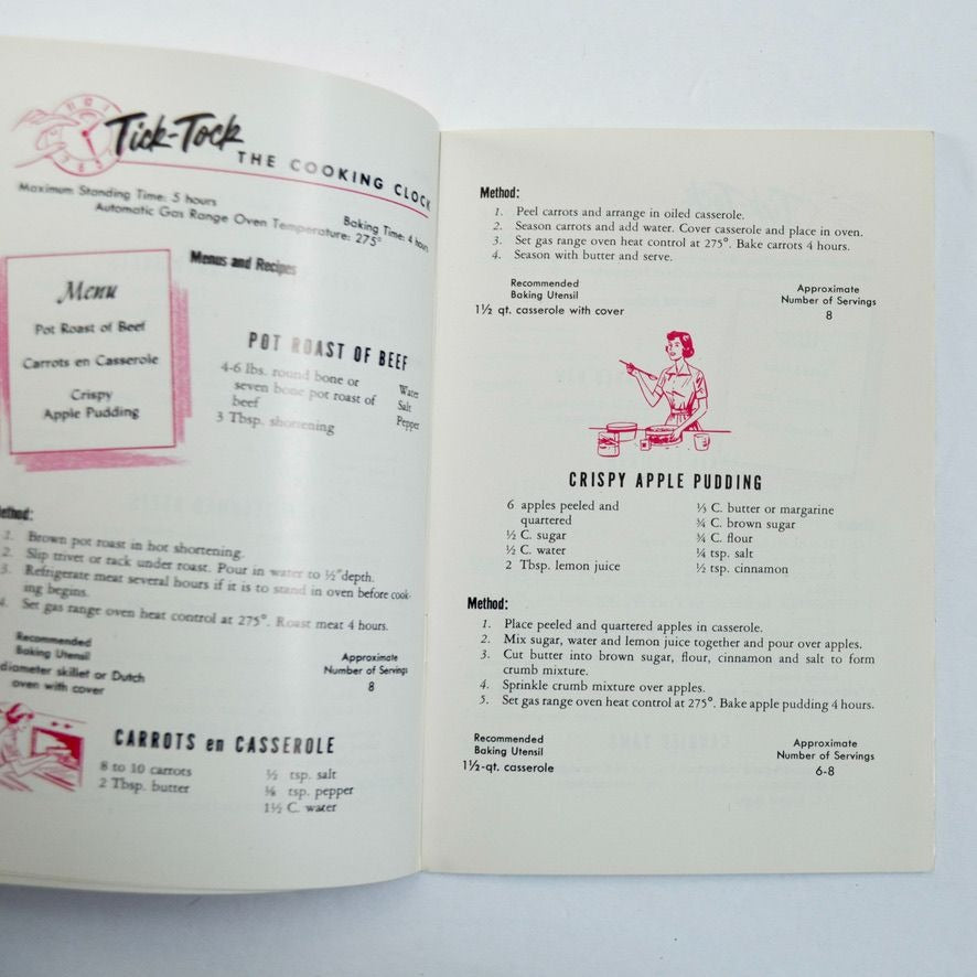 Tick-Tock Clock-Controlled Oven Meals for Gas Ranges Vintage Book