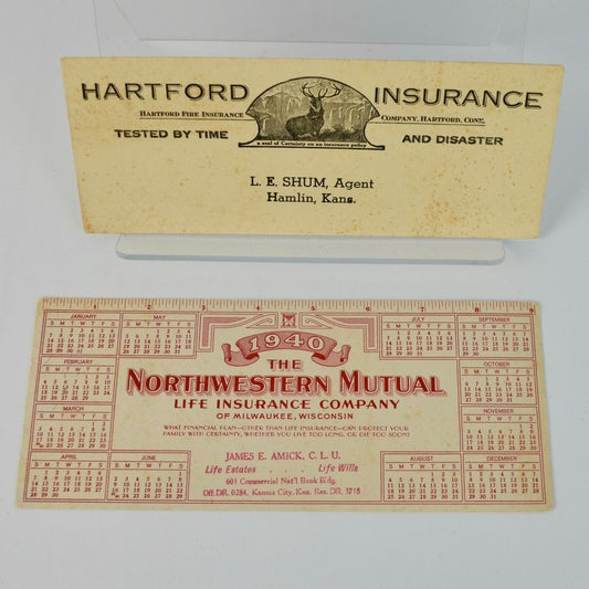Hartford Insurance Notherwestern Mutual Blotters Vintage Lot of 2