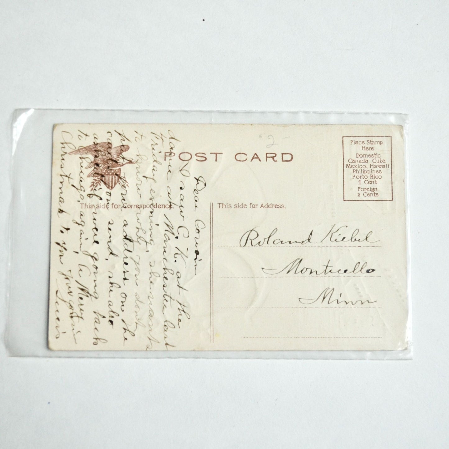 Antique Early 1900s Merry Christmas Postcard Cherubs Bells Church Village