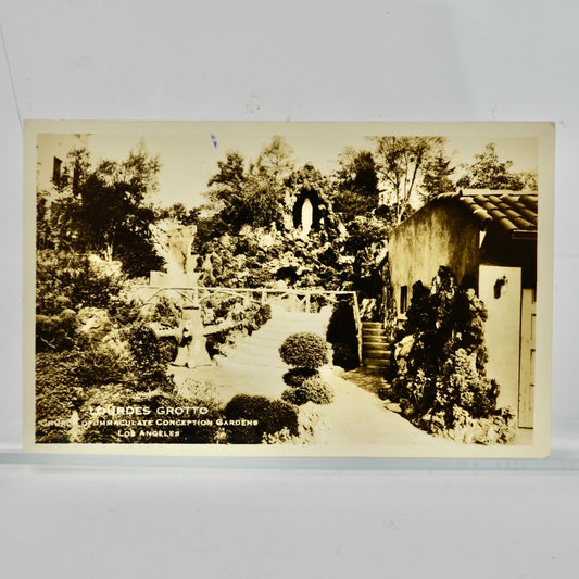 Lourdes Grotto Church of Immaculate Conception Gardens Los Angeles Postcard