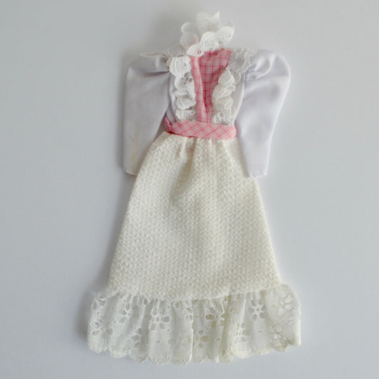 Mattel Barbie Designer Collection White Prairie Dress Pink Plaid Vintage 5835 1982