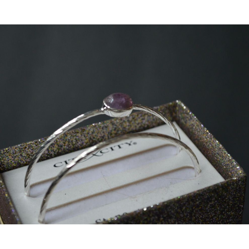 City x City Bangle Bracelet Pair Purple Stone Silver