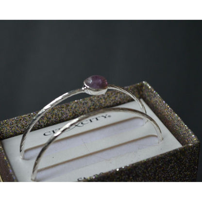 City x City Bangle Bracelet Pair Purple Stone Silver