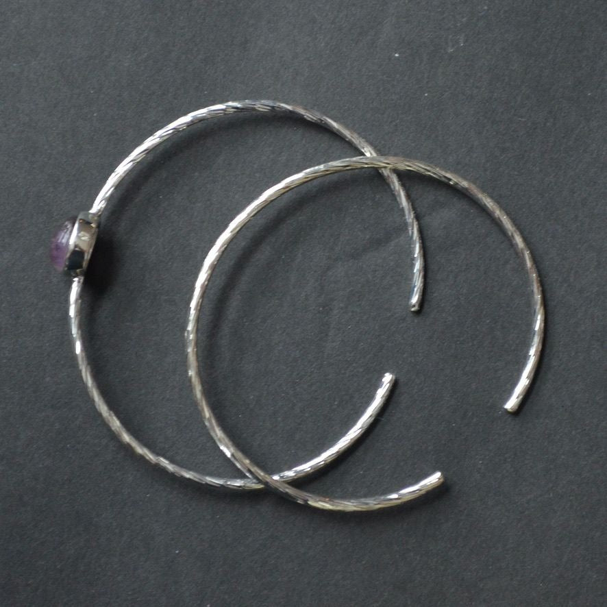 City x City Bangle Bracelet Pair Purple Stone Silver
