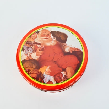 Coca Cola Santa Red Round Vintage Cookie Tin