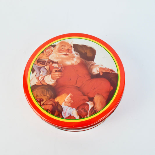 Coca Cola Santa Red Round Vintage Cookie Tin