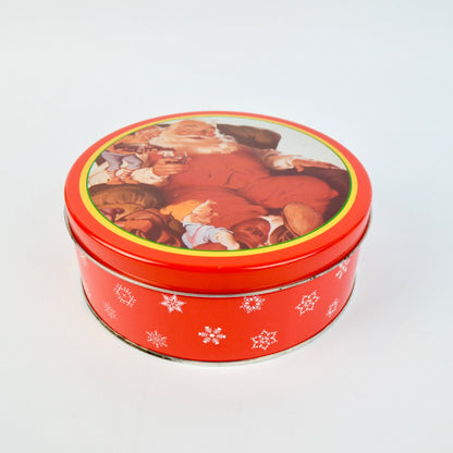 Coca Cola Santa Red Round Vintage Cookie Tin
