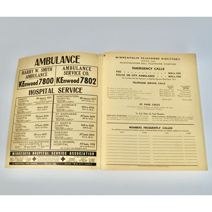 Vintage Spring 1939 Minneapolis MN Telephone Directory Book