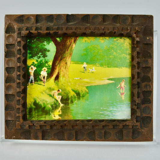 Vintage Paul Detlefsen ? Print in Carved Wooden Frame Small