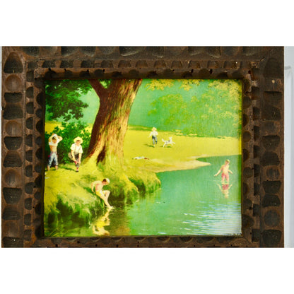 Vintage Paul Detlefsen ? Print in Carved Wooden Frame Small