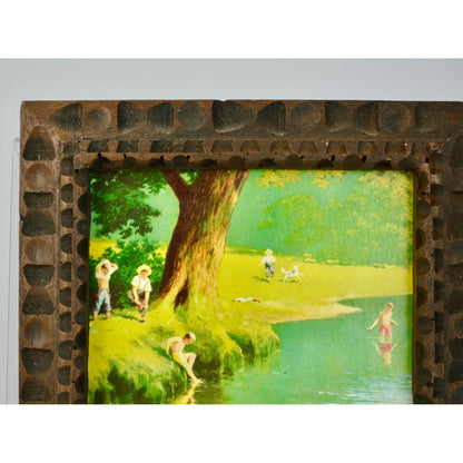 Vintage Paul Detlefsen ? Print in Carved Wooden Frame Small