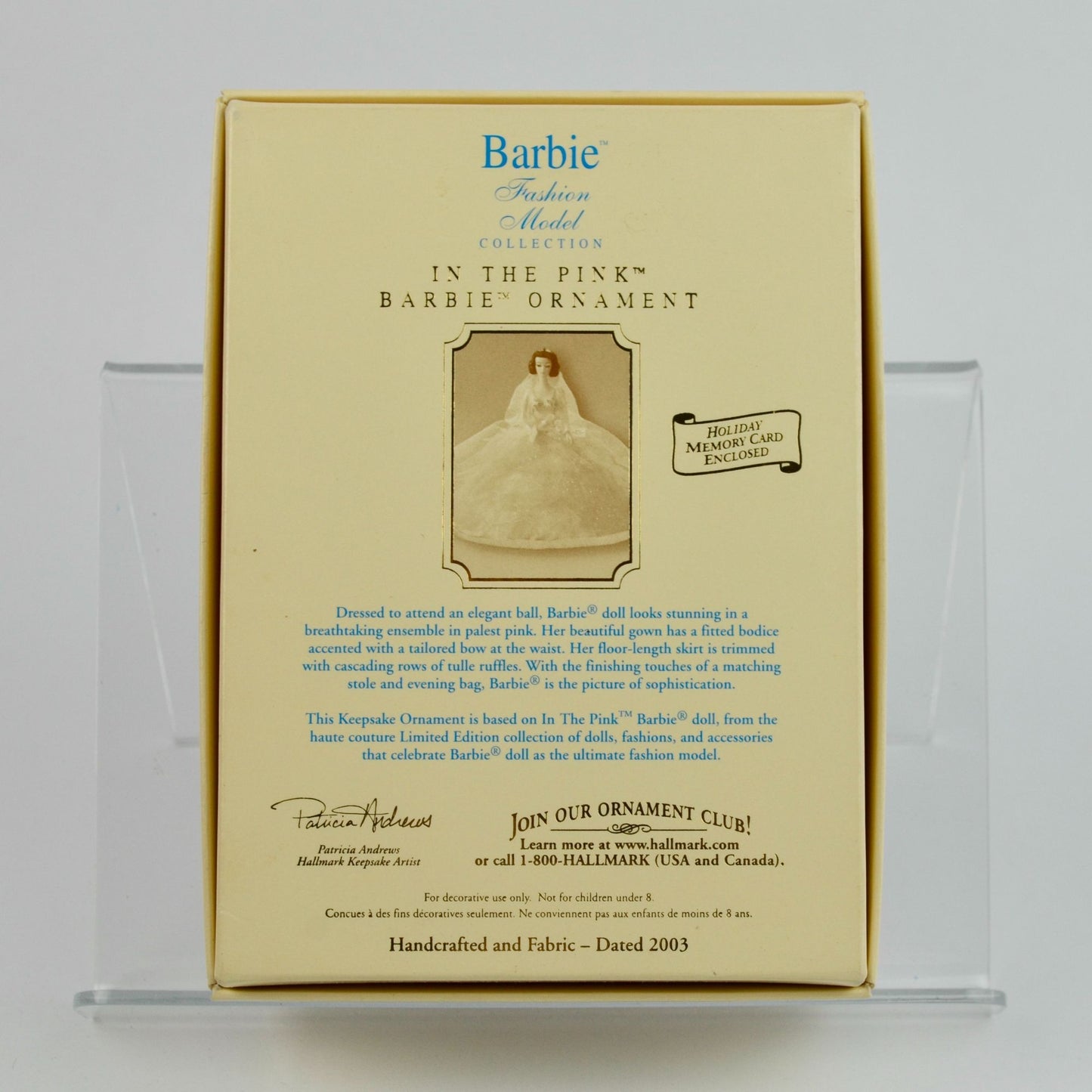 Hallmark Barbie In the Pink Ornament Fashion Model In Box