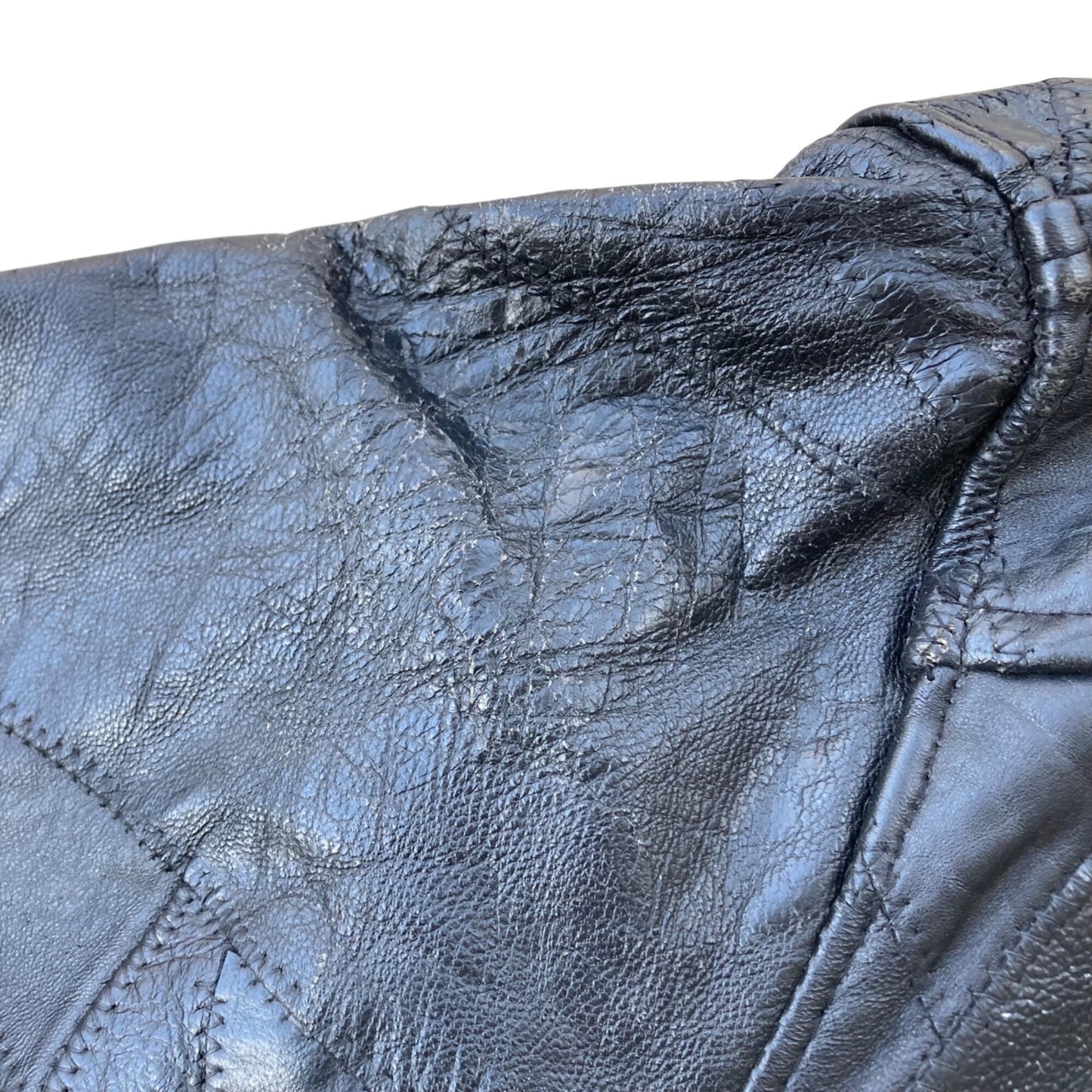 Diamond Plate Buffalo Leather Motorcycle Jacket Men's Size Large Black