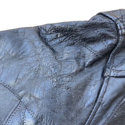 Diamond Plate Buffalo Leather Motorcycle Jacket Men's Size Large Black