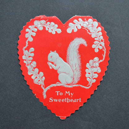 To My Sweetheart Squirrel Vintage Valentine Red Heart