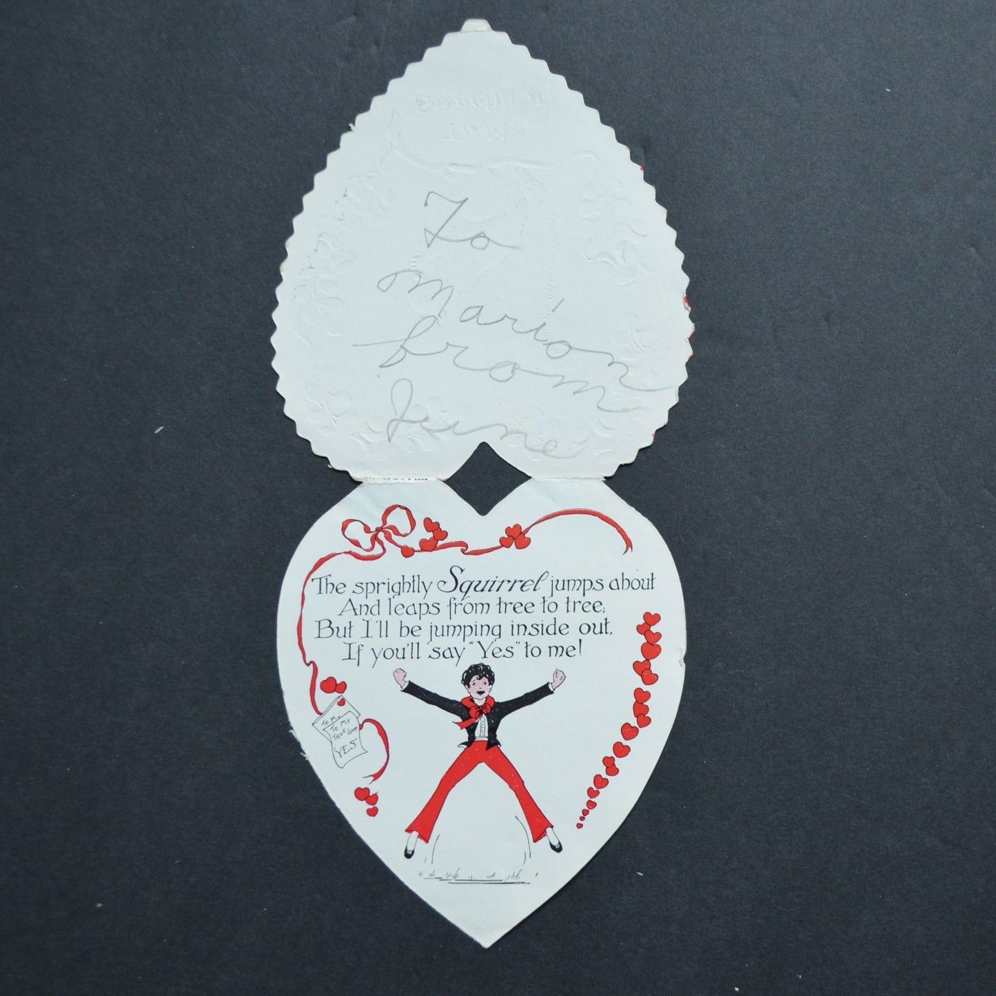 To My Sweetheart Squirrel Vintage Valentine Red Heart