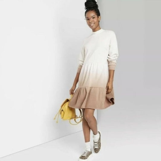 Wild Fable Brown Ombre Sweatshirt Dress New