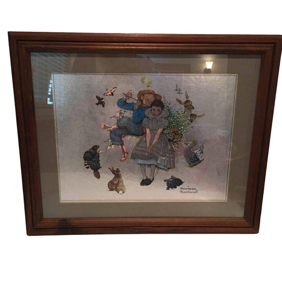 Norman Rockwell Foil Print Flute Serenade Metallic Framed