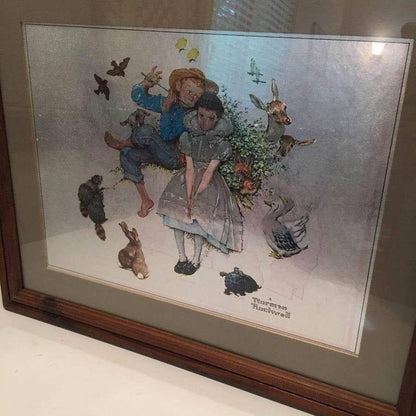 Norman Rockwell Foil Print Flute Serenade Metallic Framed