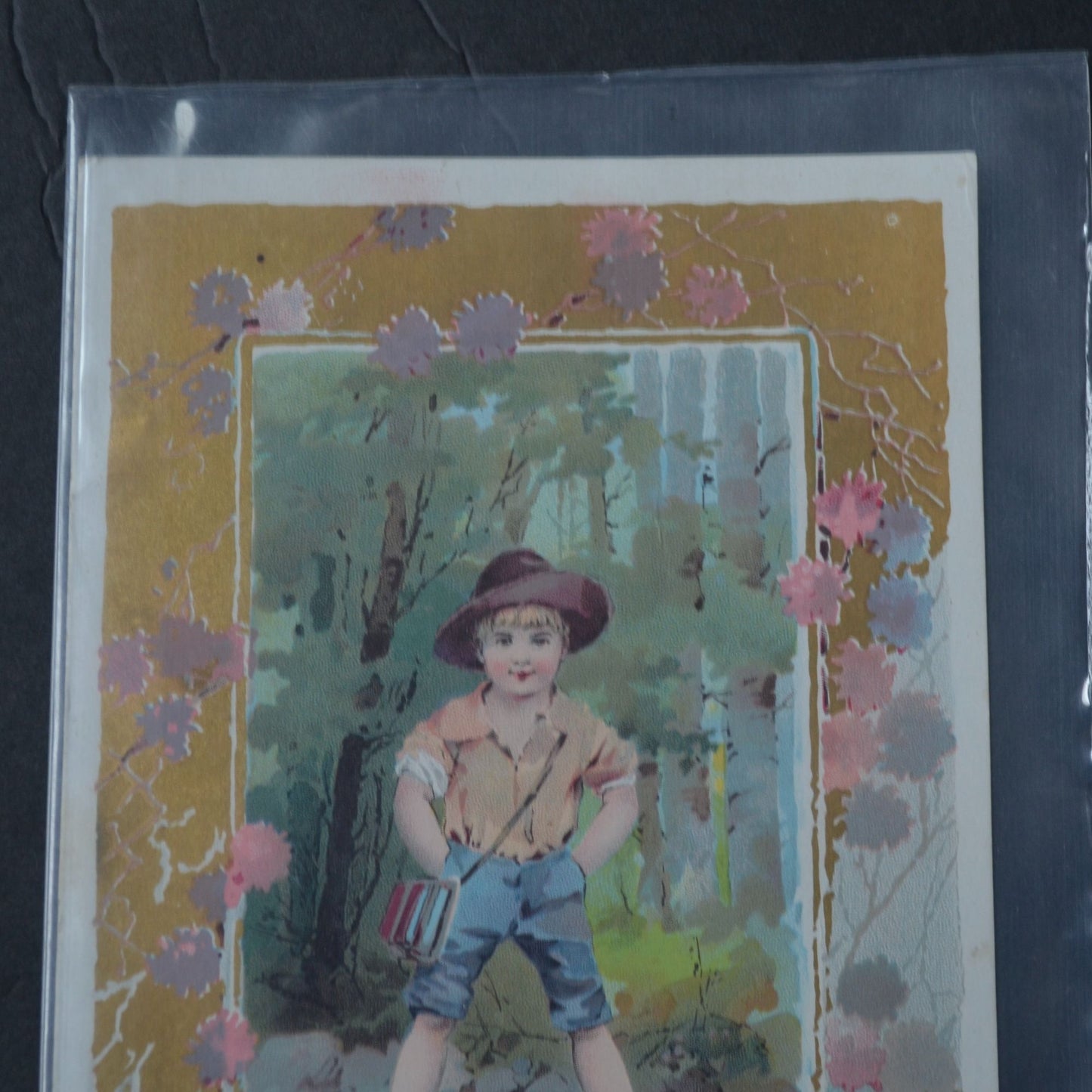 McLaughlin's XXXX Coffee Victorian Trading Card LARGE 1891 Boy in Creek