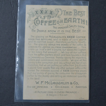 McLaughlin's XXXX Coffee Victorian Trading Card LARGE 1891 Boy in Creek