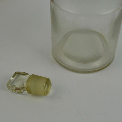 Antique Apothecary 6 oz. Glass Jar with Turned Wood Thimble Box Set