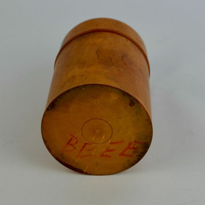 Antique Apothecary 6 oz. Glass Jar with Turned Wood Thimble Box Set